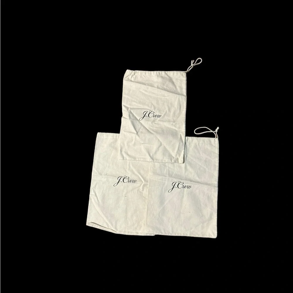 J.CREW LOT Of 3 Ivory Large Draw String Dust Bags 14 x 10 Shoes Travel